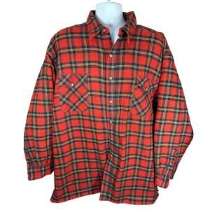 Vtg Sports Afield Flannel Shirt Jacket Quilted Lined Red Plaid Mens 2XLT Field